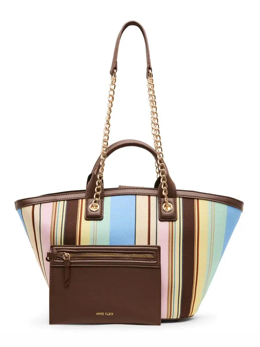 Сумка-шопер с полосками Mixed Stripe Anne Klein