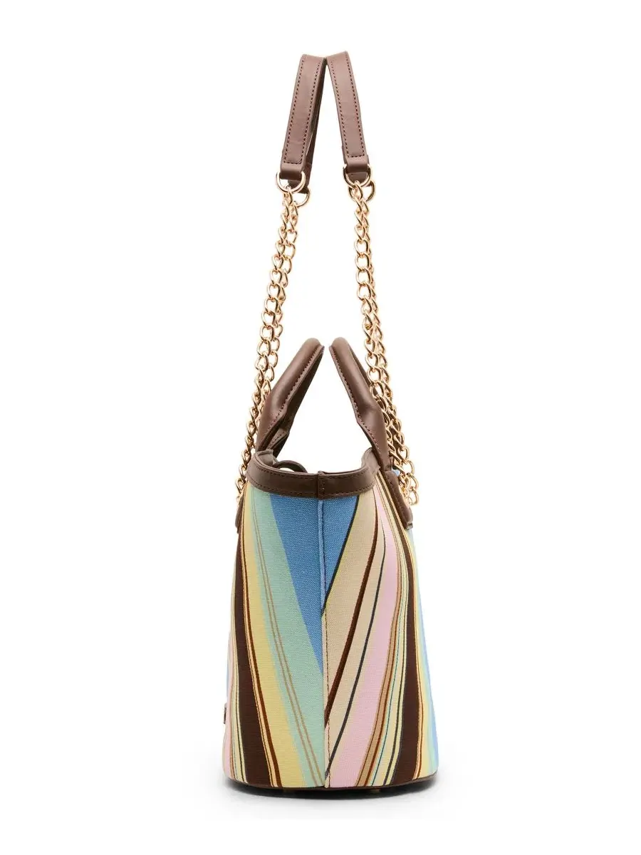 Сумка-шопер с полосками Mixed Stripe Anne Klein — изображение 5 из 7, коричневый мульти