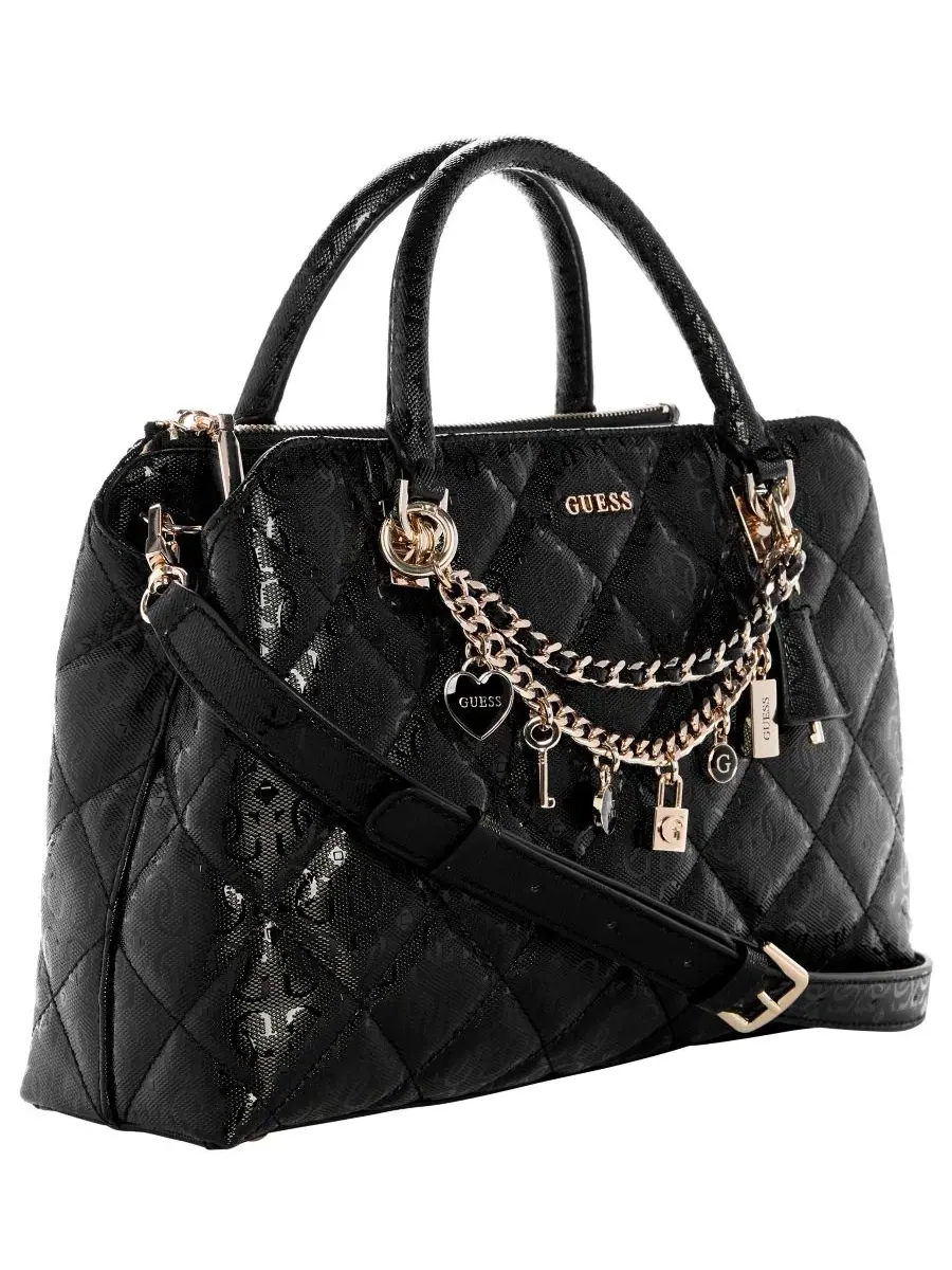 Сумка-сатчел среднего размера Libby 2-Compartment GUESS — изображение 3 из 4, черный