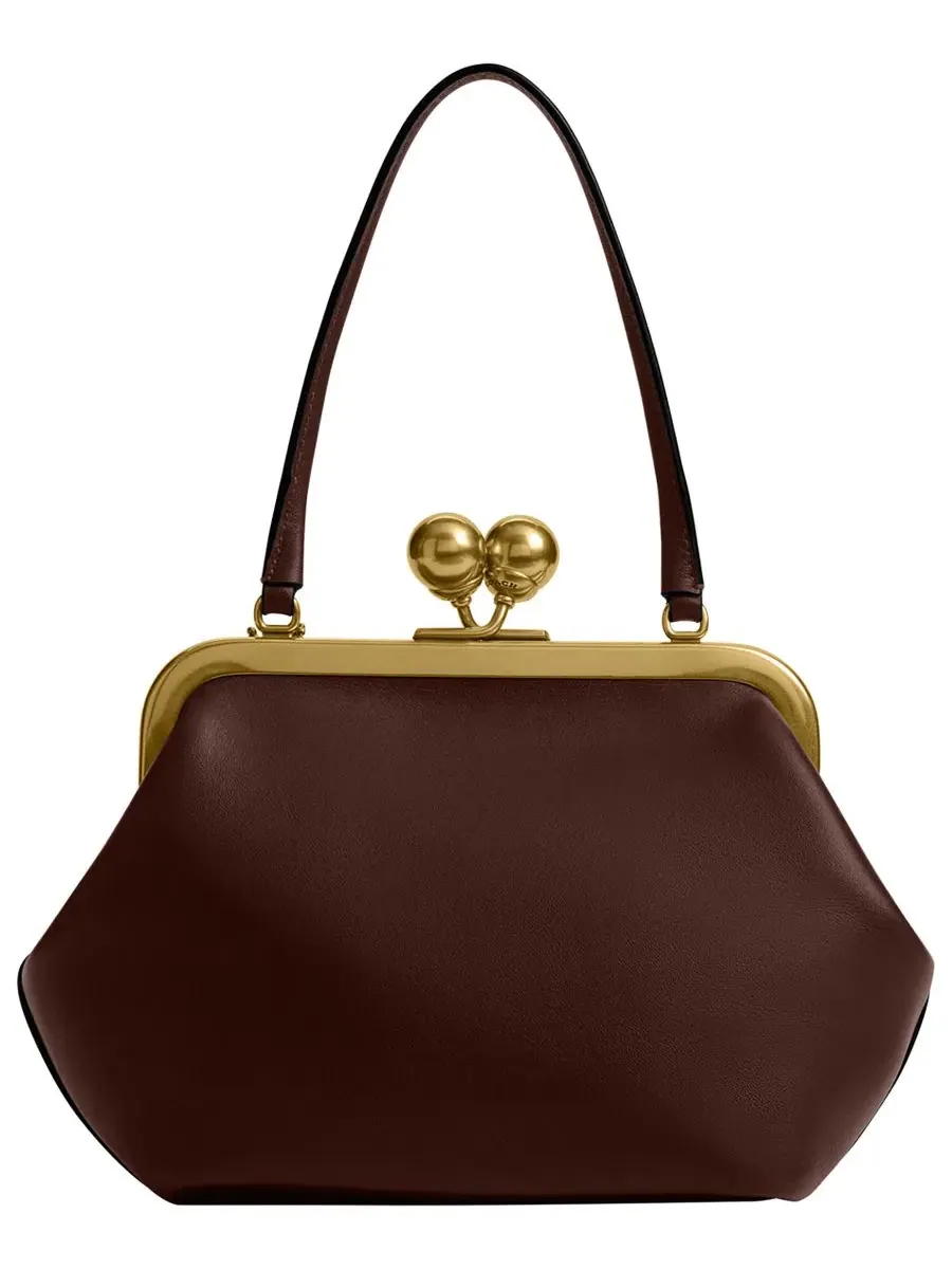 Сумка-каркас Kisslock Small Leather Frame Bag 16 Coach — изображение 2 из 4, коричневый