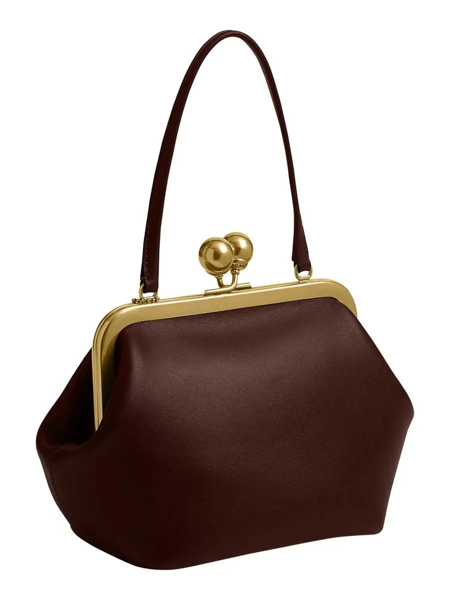 Сумка-каркас Kisslock Small Leather Frame Bag 16 Coach — изображение 3 из 4, коричневый