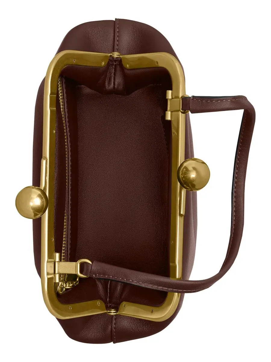 Сумка-каркас Kisslock Small Leather Frame Bag 16 Coach — изображение 4 из 4, коричневый