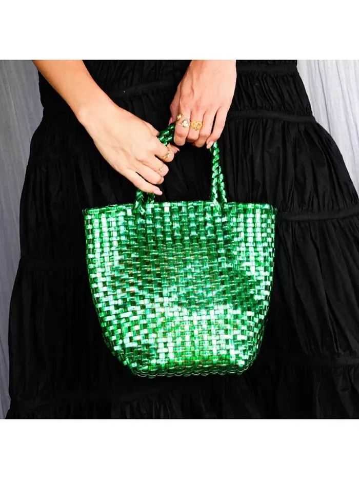 Сумка LA TOTE Metallic зеленого цвета Brunna.co — изображение 2 из 5, металлик зеленый