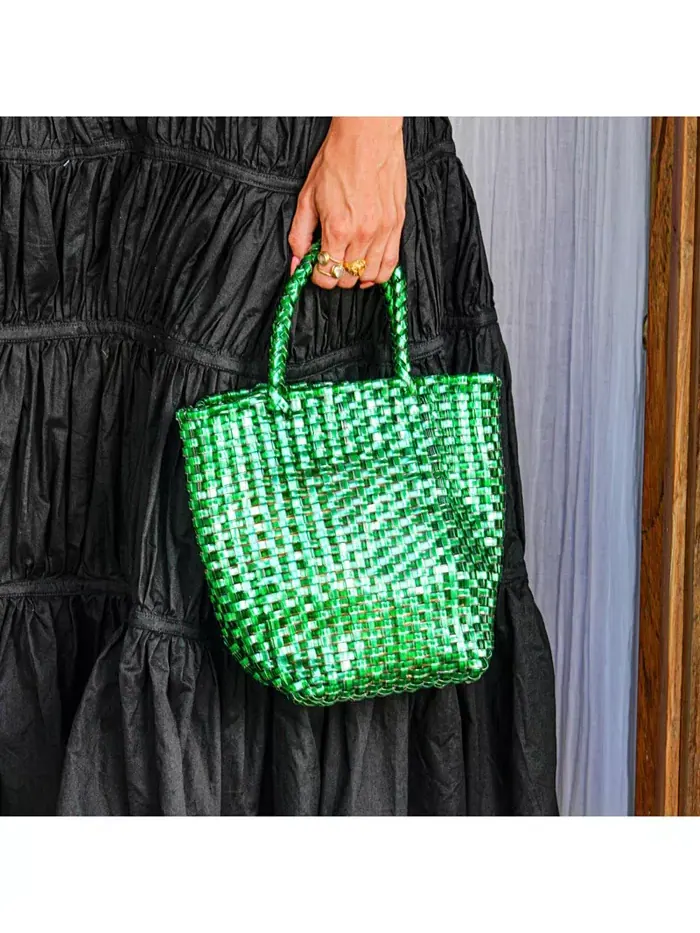 Сумка LA TOTE Metallic зеленого цвета Brunna.co — изображение 3 из 5, металлик зеленый