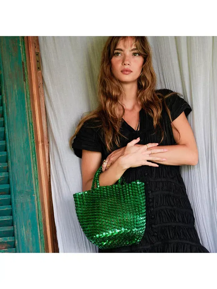 Сумка LA TOTE Metallic зеленого цвета Brunna.co — изображение 4 из 5, металлик зеленый