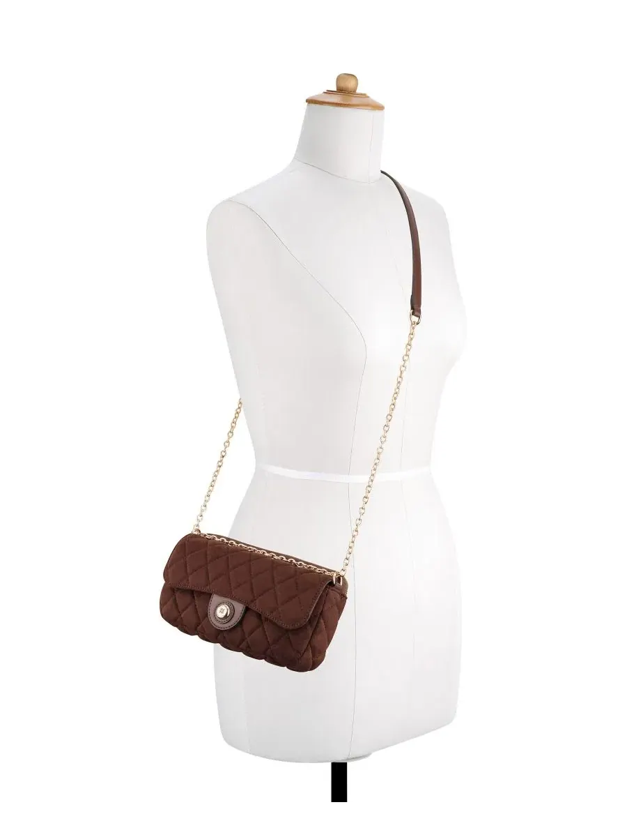 Сумка через плечо с цепочкой Emelina Flap Small Crossbody Nine West — изображение 2 из 7, махагони