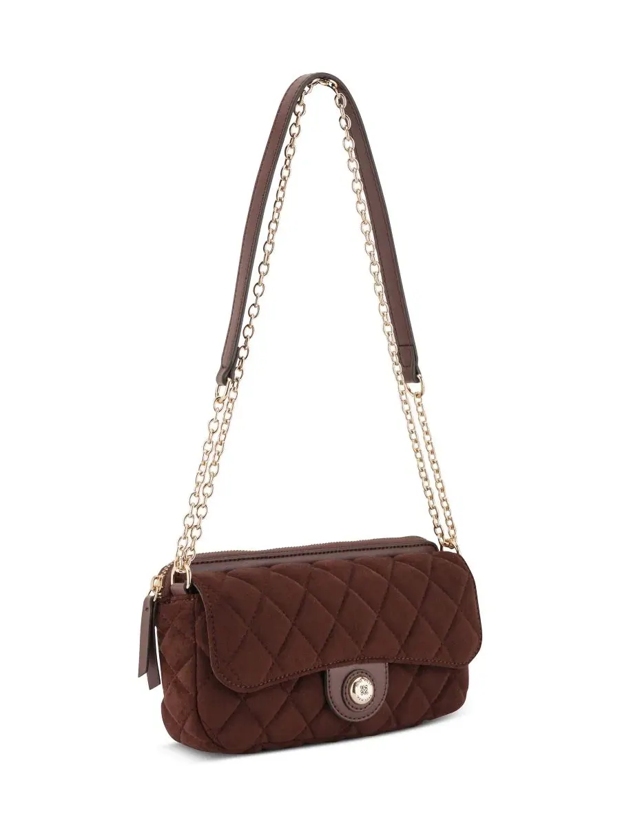 Сумка через плечо с цепочкой Emelina Flap Small Crossbody Nine West — изображение 4 из 7, махагони