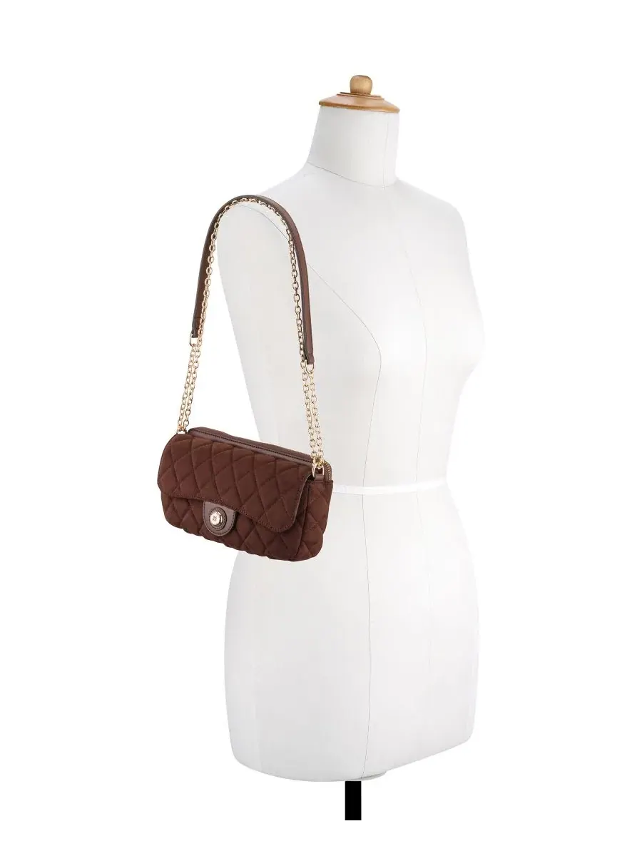 Сумка через плечо с цепочкой Emelina Flap Small Crossbody Nine West — изображение 6 из 7, махагони