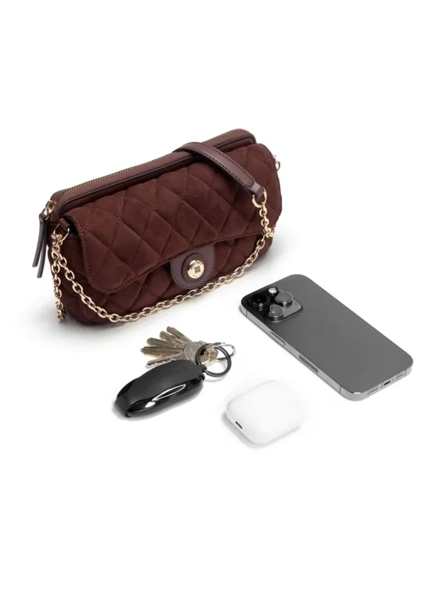 Сумка через плечо с цепочкой Emelina Flap Small Crossbody Nine West — изображение 7 из 7, махагони