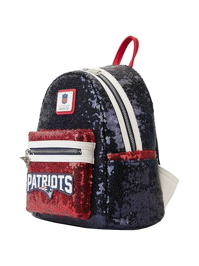 Мужской и женский мини-рюкзак New England Patriots с пайетками Loungefly — изображение 3 из 5, темно-синий