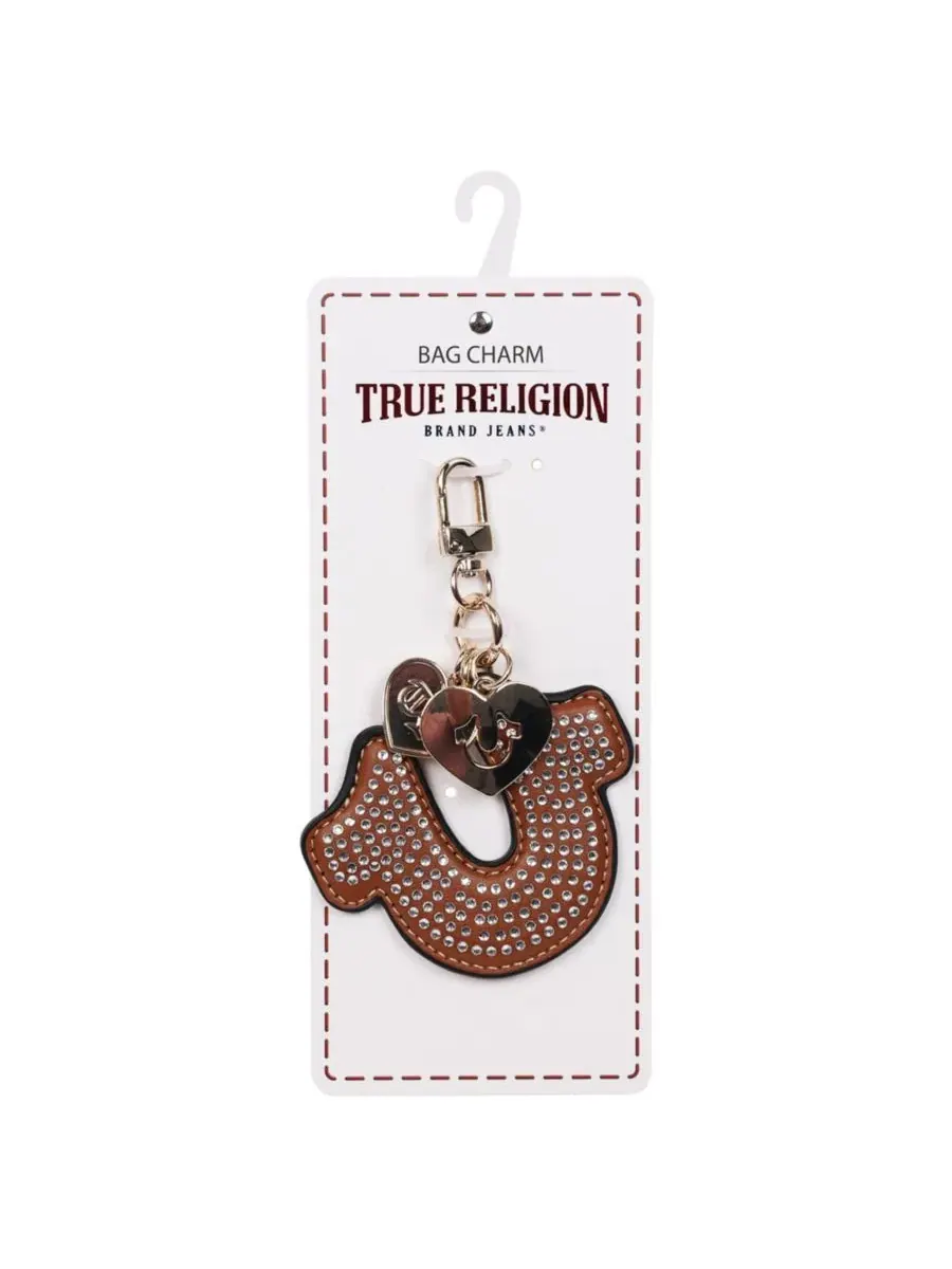 Брелок для сумки в виде подковы со стразами True Religion — изображение 4 из 5, коричневый