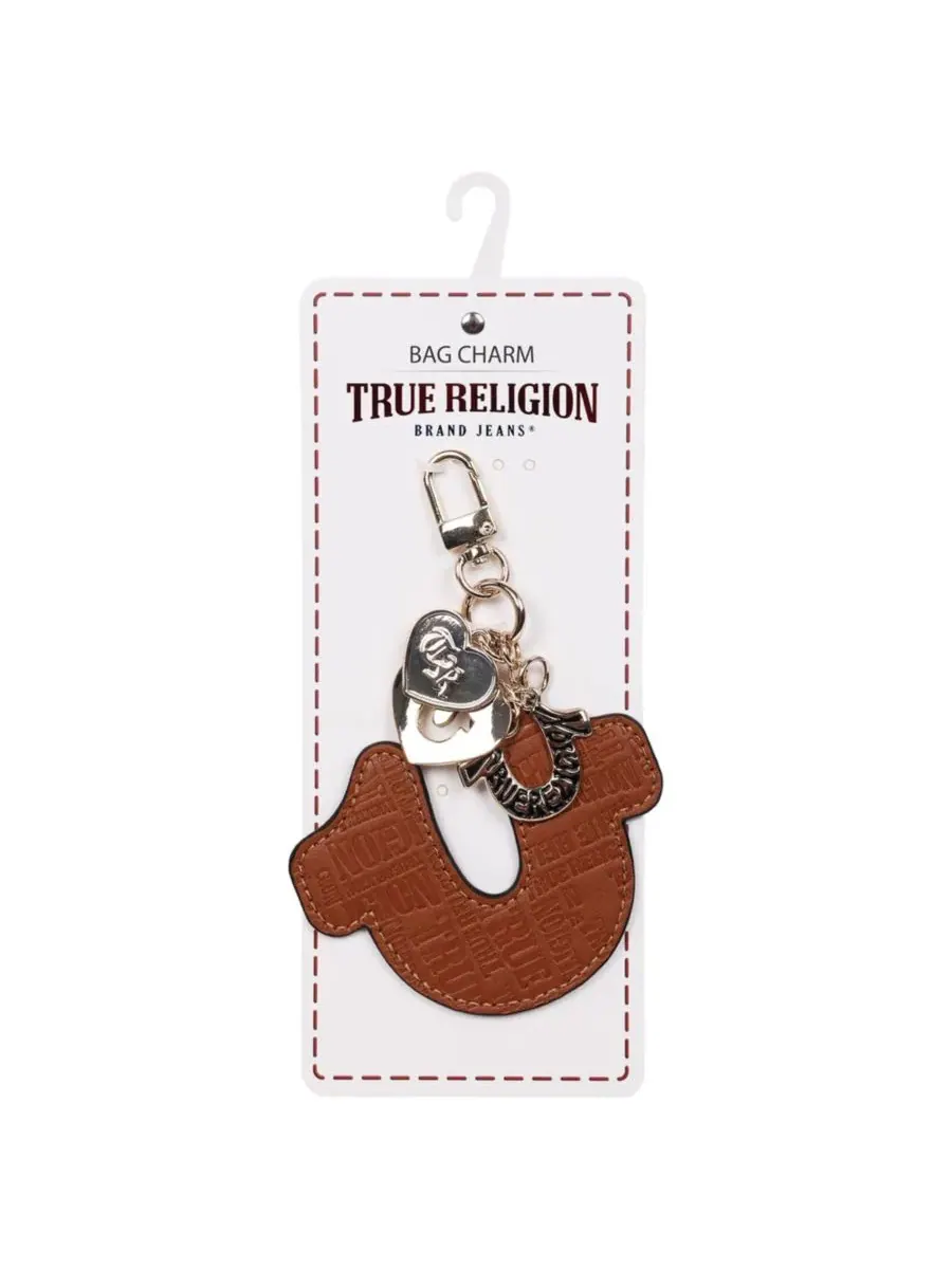 Брелок для сумки в виде подковы с тиснением True Religion — изображение 4 из 5, коричневый