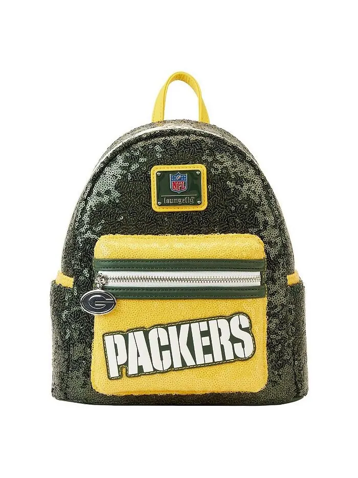 Мужской и женский мини-рюкзак Green Bay Packers с пайетками Loungefly — зеленый