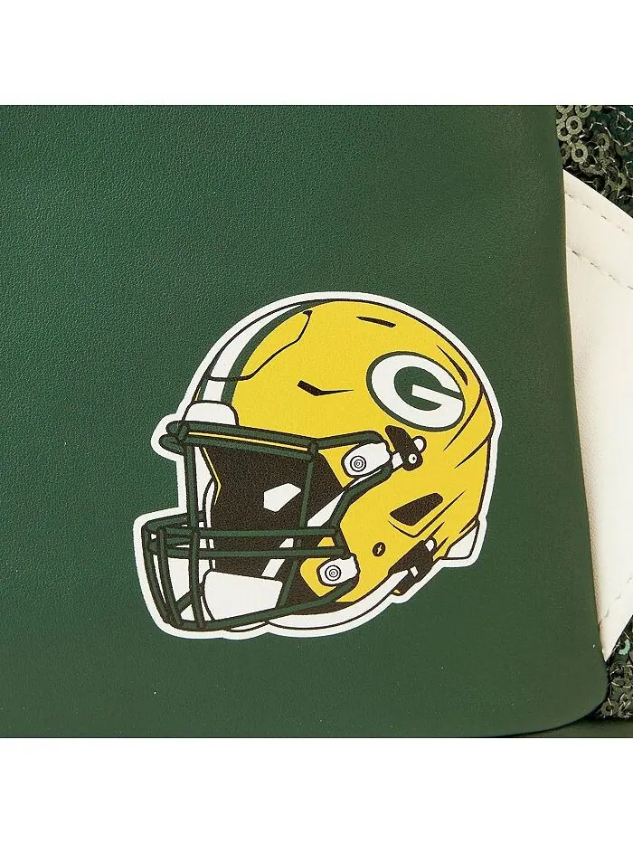 Мужской и женский мини-рюкзак Green Bay Packers с пайетками Loungefly — изображение 3 из 4, зеленый