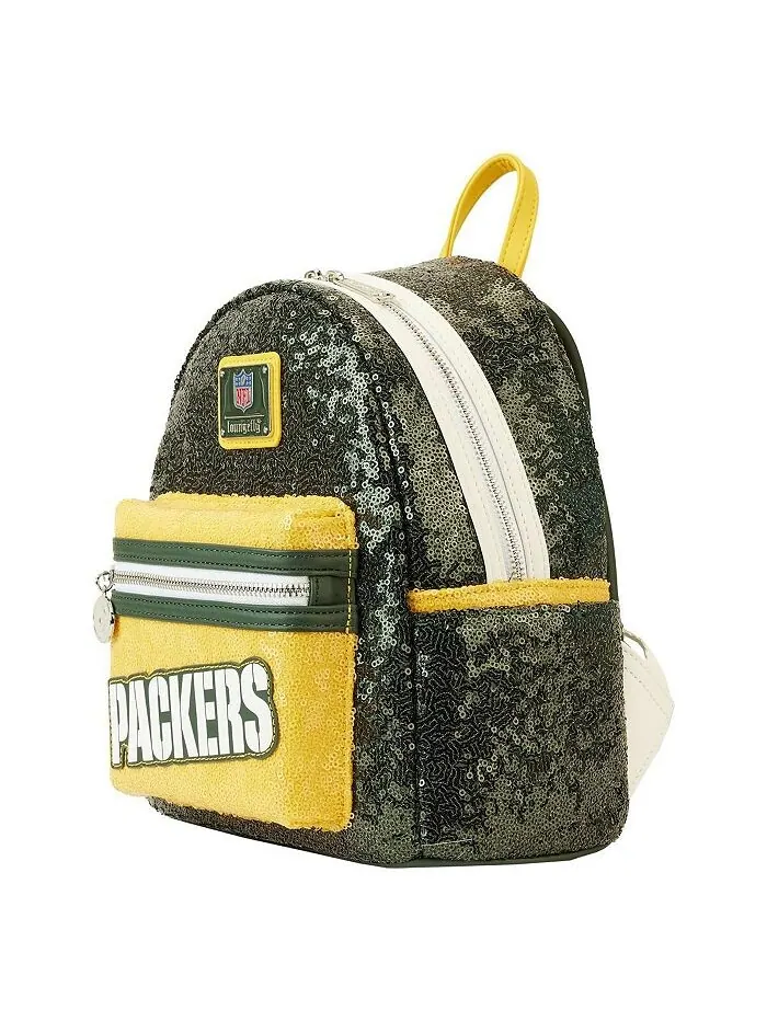 Мужской и женский мини-рюкзак Green Bay Packers с пайетками Loungefly — изображение 4 из 4, зеленый