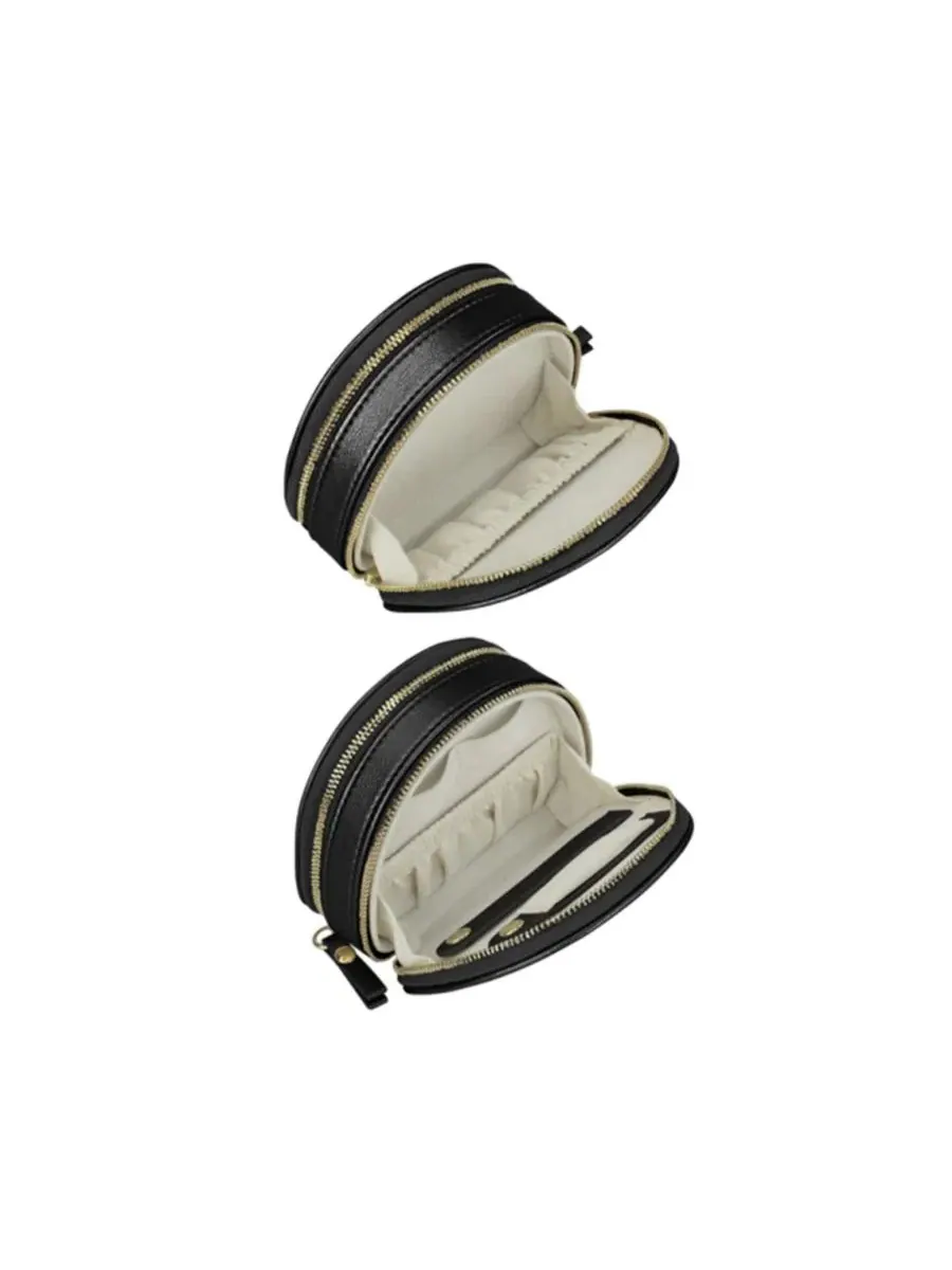 Миниатюрный кожаный дорожный футляр для ювелирных изделий Duo Mini Fashion Half Moon Mele & Co — изображение 2 из 2, черный