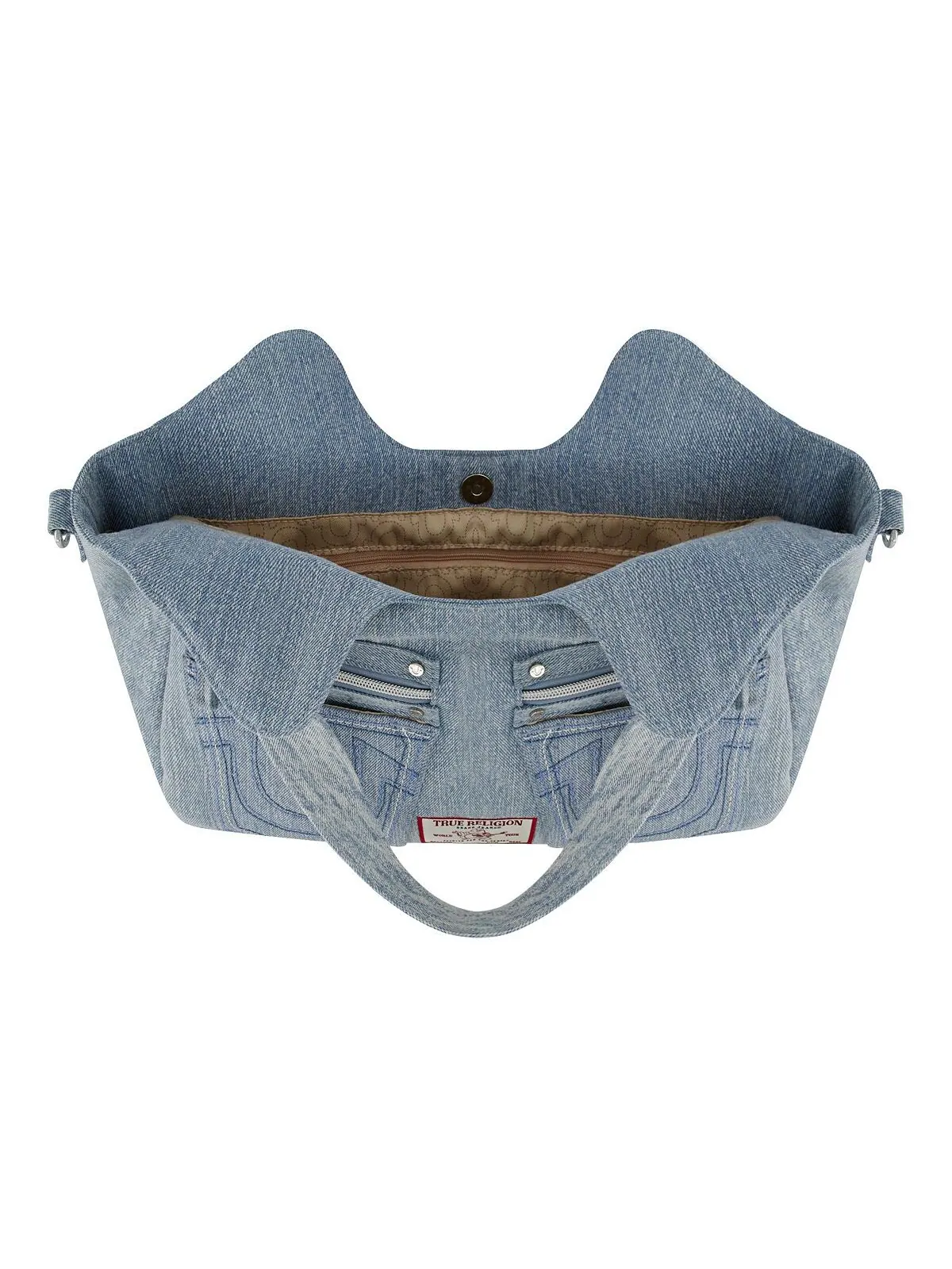 Женская джинсовая сумка-портфель с подковой строчкой True Religion — изображение 3 из 3, джинсовый синий