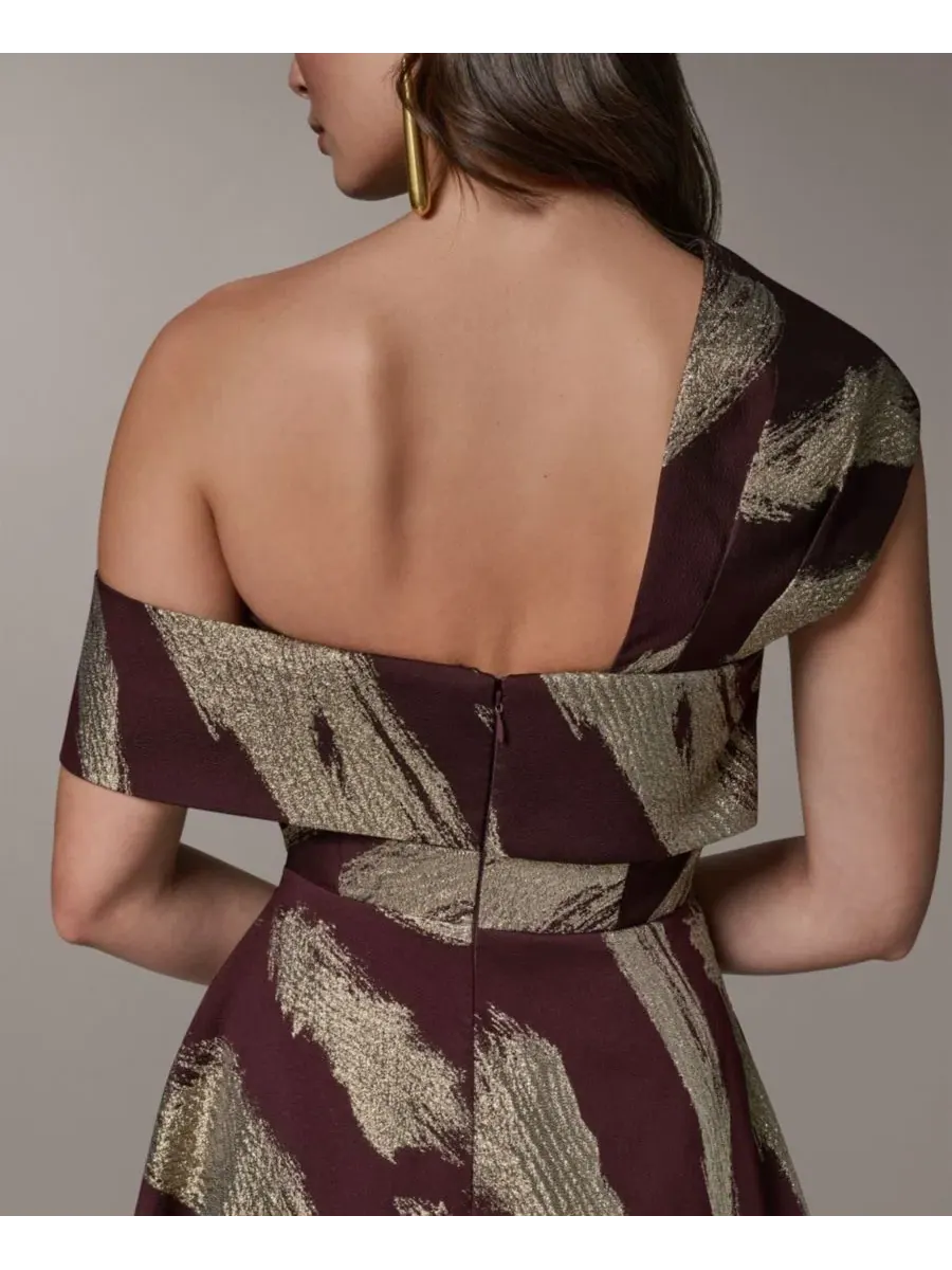 Вечернее платье с одним плечом с принтом Donna Karan New York, Prune Pale — изображение 4 из 5