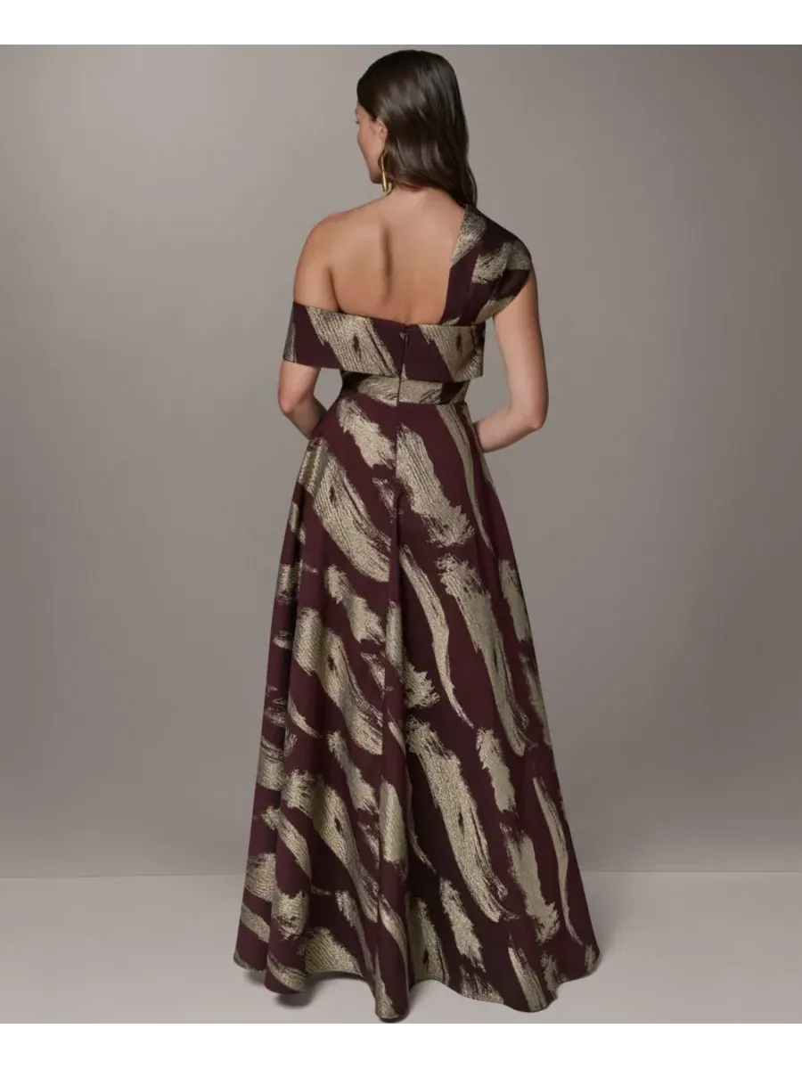 Вечернее платье с одним плечом с принтом Donna Karan New York, Prune Pale — изображение 5 из 5