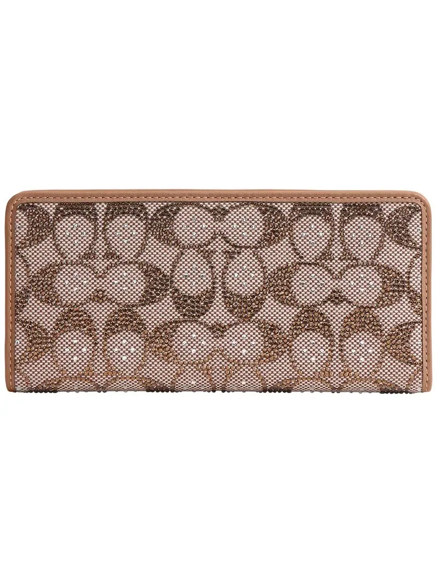 Компактный кошелек с кристаллами Essential Crystal Signature Jacquard COACH, Brass Mushroom