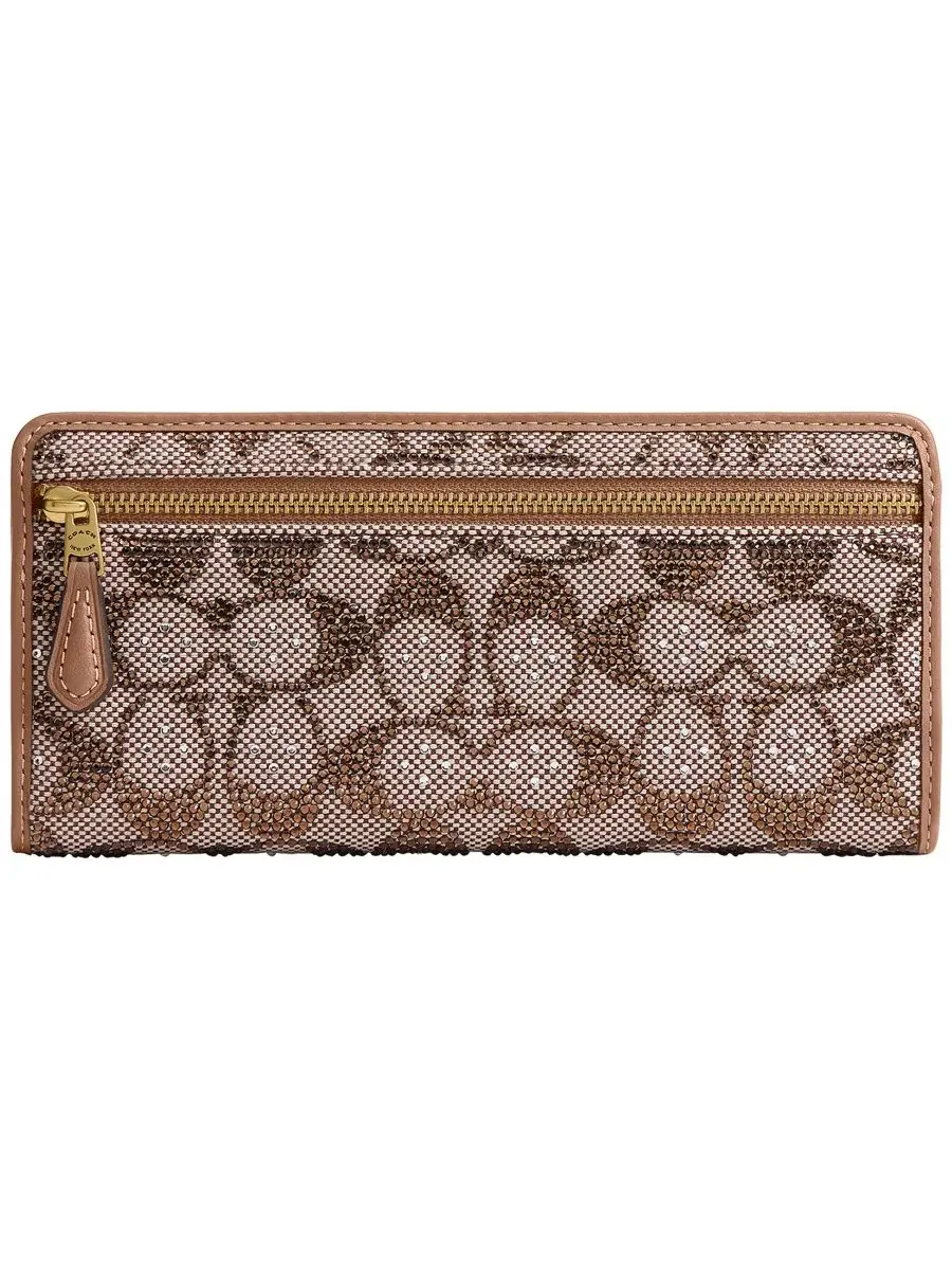 Компактный кошелек с кристаллами Essential Crystal Signature Jacquard COACH, Brass Mushroom — изображение 2 из 3