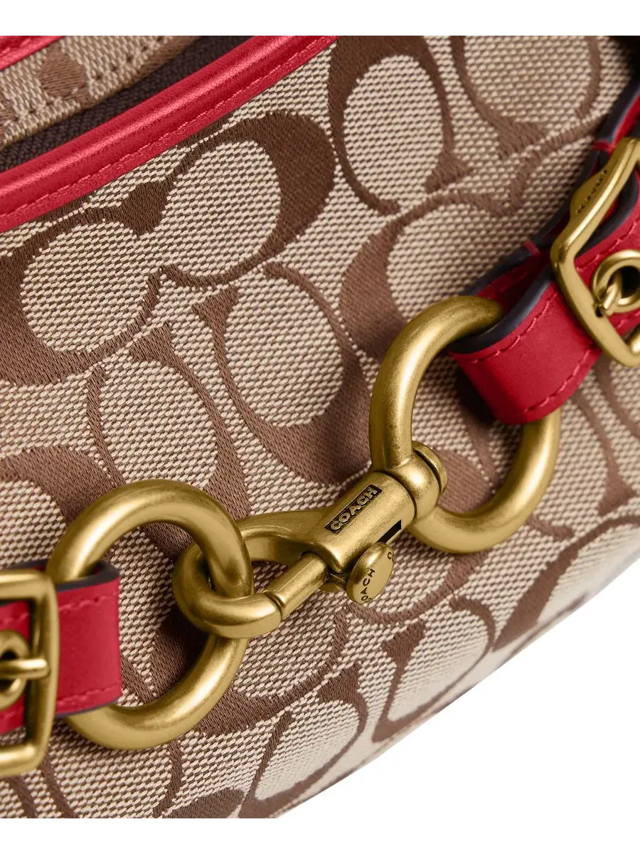 Плечевая сумка с ремнем Belted Ergo Small Signature Jacquard Shoulder Bag 26 COACH, Brass/Poppy — изображение 3 из 4