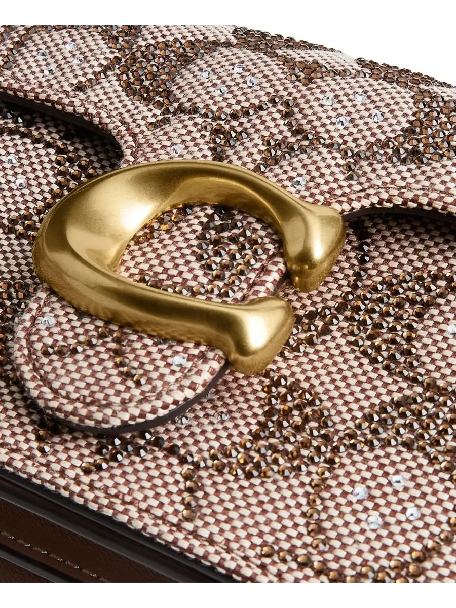 Мини-сумка через плечо Tabby Mini Crystal Signature Jacquard COACH, Brass/Mushroom — изображение 6 из 8