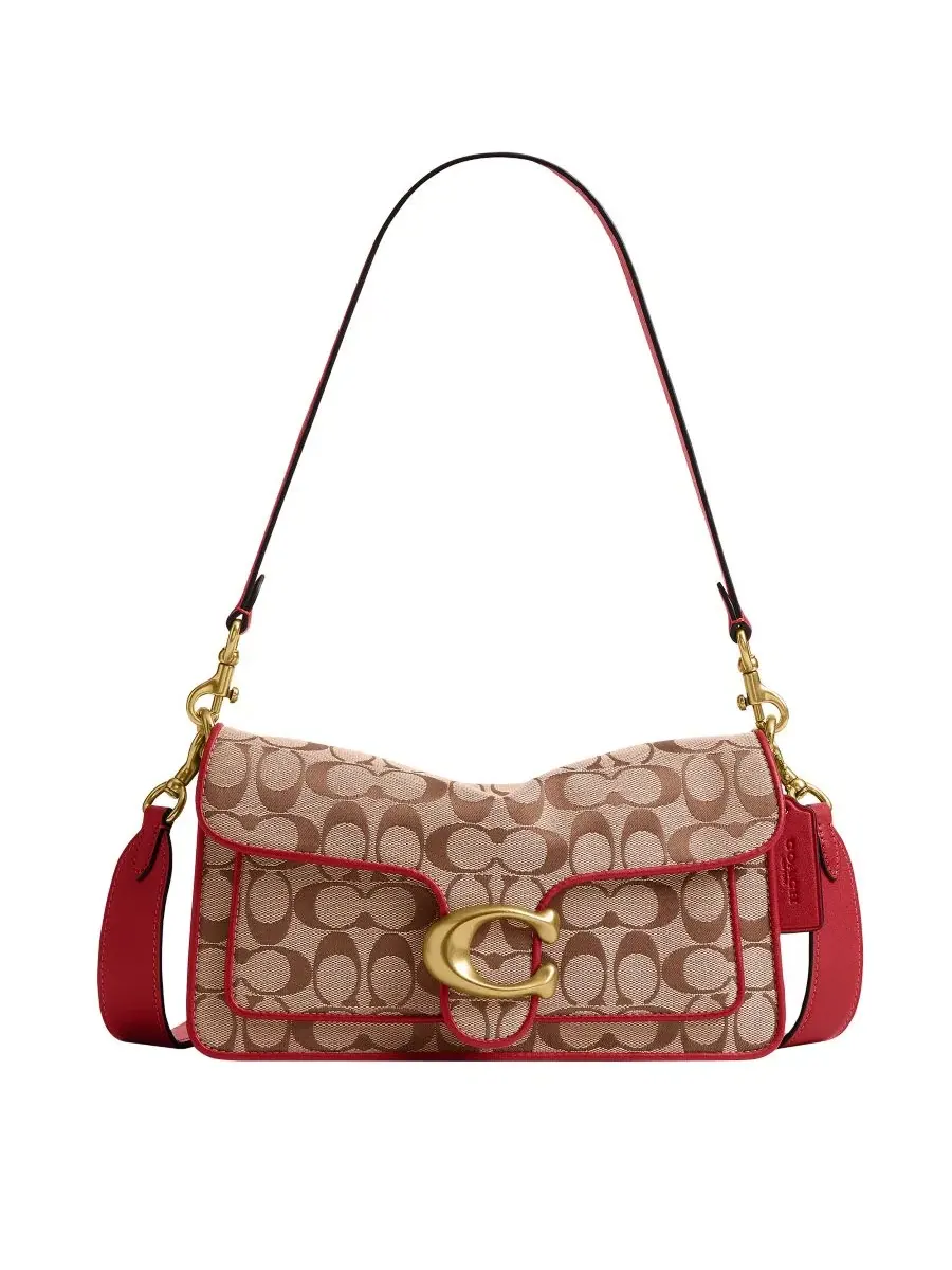 Сумка-шопер COACH Tabby Medium Soft Signature Jacquard, Brass/Poppy Signature