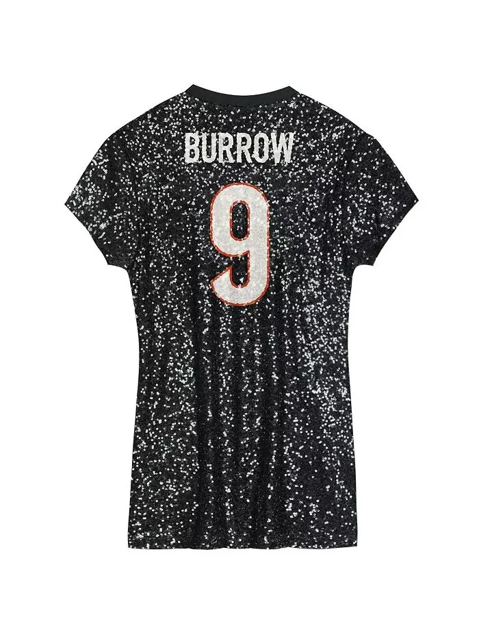 Big Girls Джо Берроу Черное платье с V-образным вырезом и именем игрока Cincinnati Bengals — изображение 2 из 3
