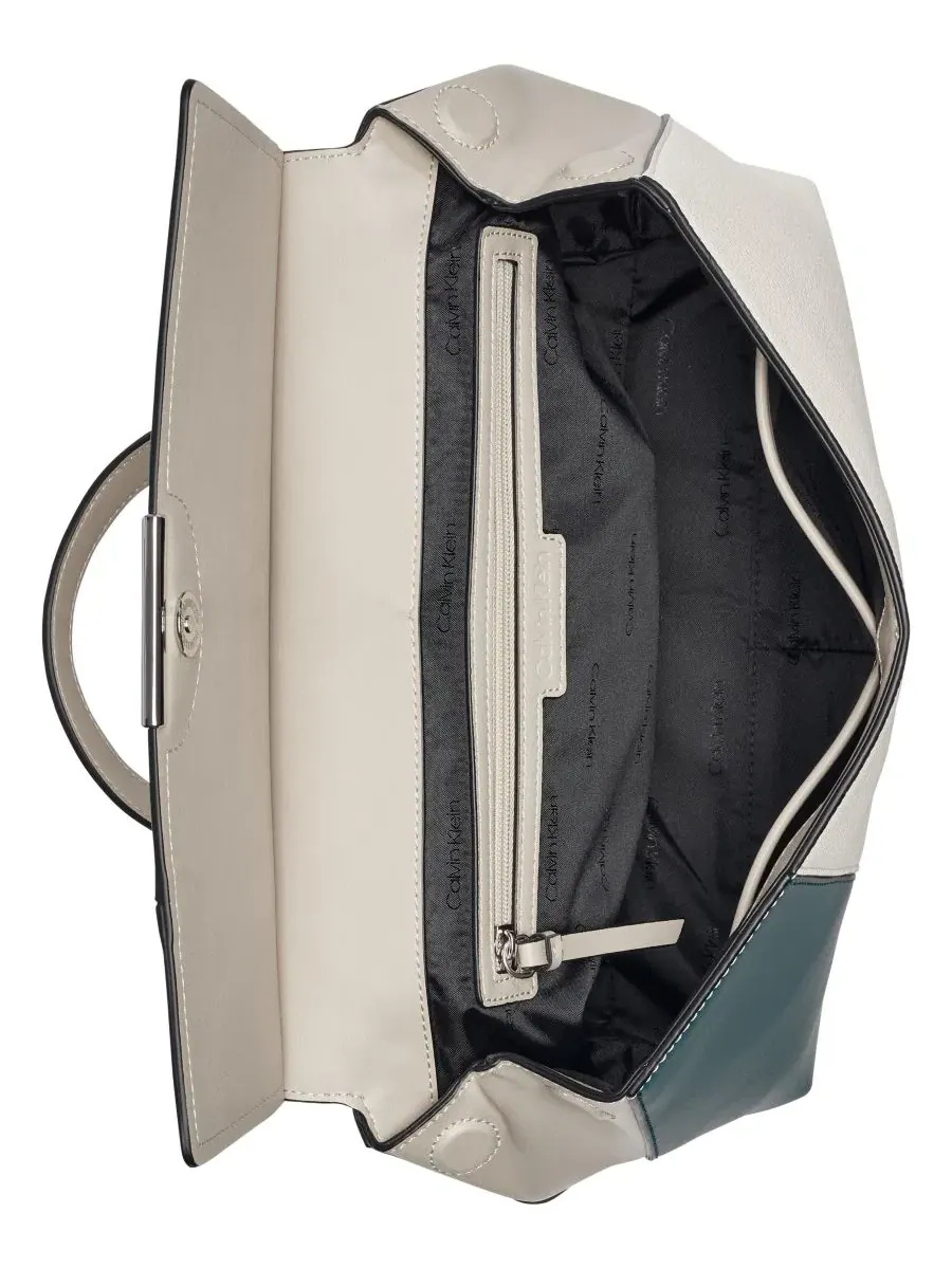 Средняя сумка-сатчел Arabella Medium Satchel Handbag Calvin Klein, Dune/Dark Teal/Cherub — изображение 4 из 5