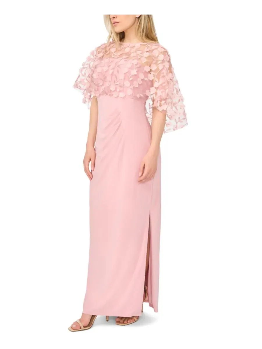 Вечернее платье MSK, Petite Polyester Blend Crewneck Gown, Tranquil Blush