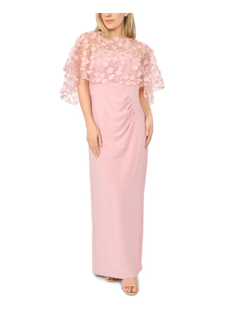 Вечернее платье MSK, Petite Polyester Blend Crewneck Gown, Tranquil Blush — изображение 2 из 4