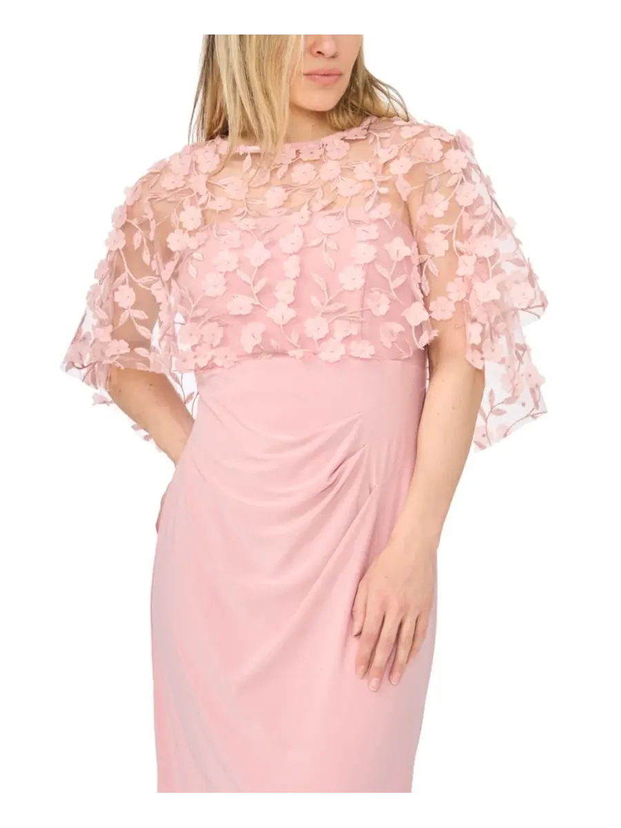 Вечернее платье MSK, Petite Polyester Blend Crewneck Gown, Tranquil Blush — изображение 3 из 4