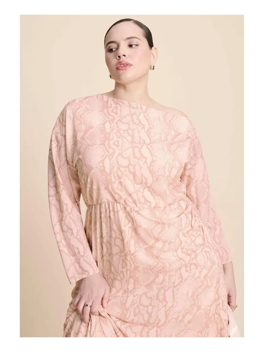 Женское асимметричное платье на одно плечо ELOQUII, Snakeskin Sheer — изображение 3 из 3