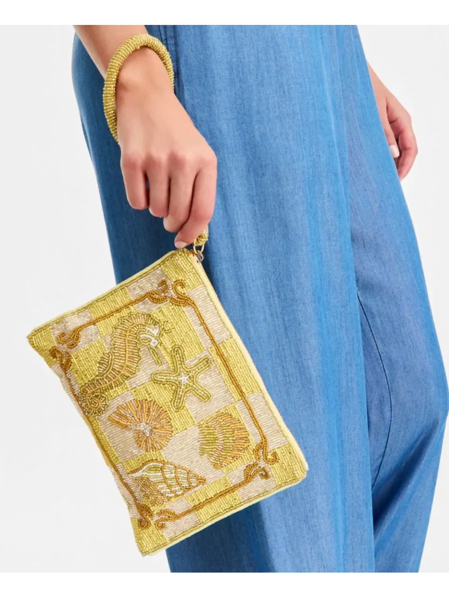 Бусированный клатч с застежкой-молнией, модель Beaded Zipper Wristlet On 34th, Nautical B — изображение 5 из 7