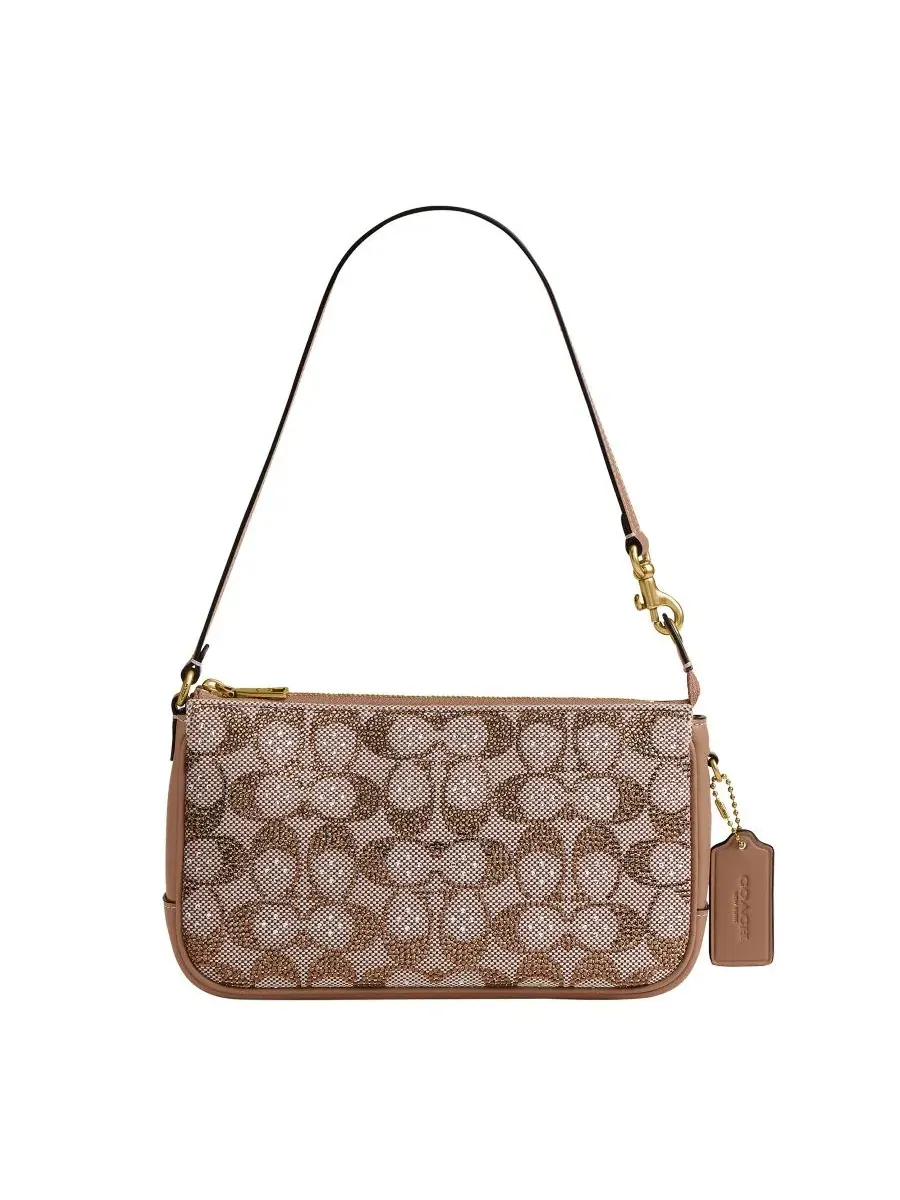Женская сумка через плечо с кристаллами и жаккардом, модель Plaza Small Crystal Signature Jacquard