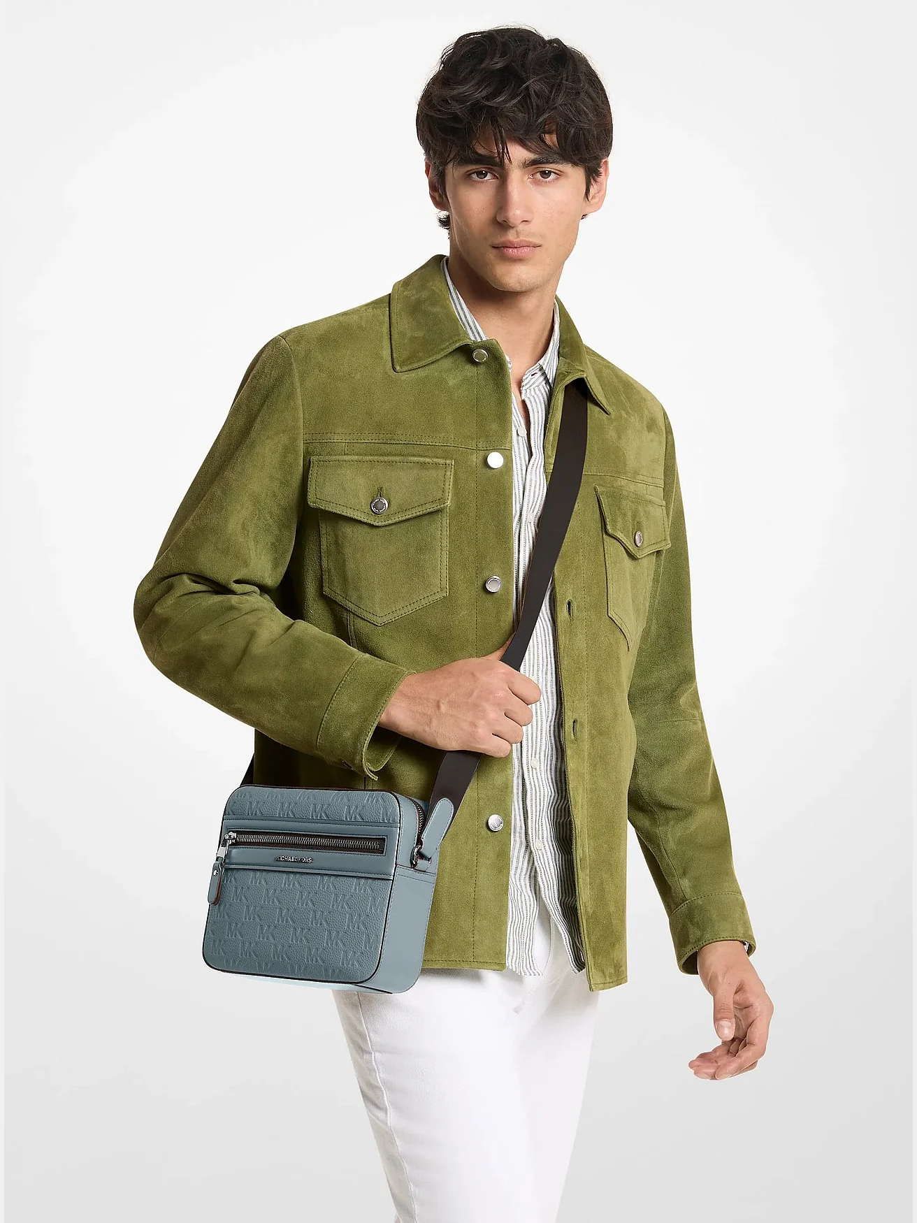 Кожаная сумка-кросс-боди Michael Kors Jet Set с тиснёным логотипом — 4
