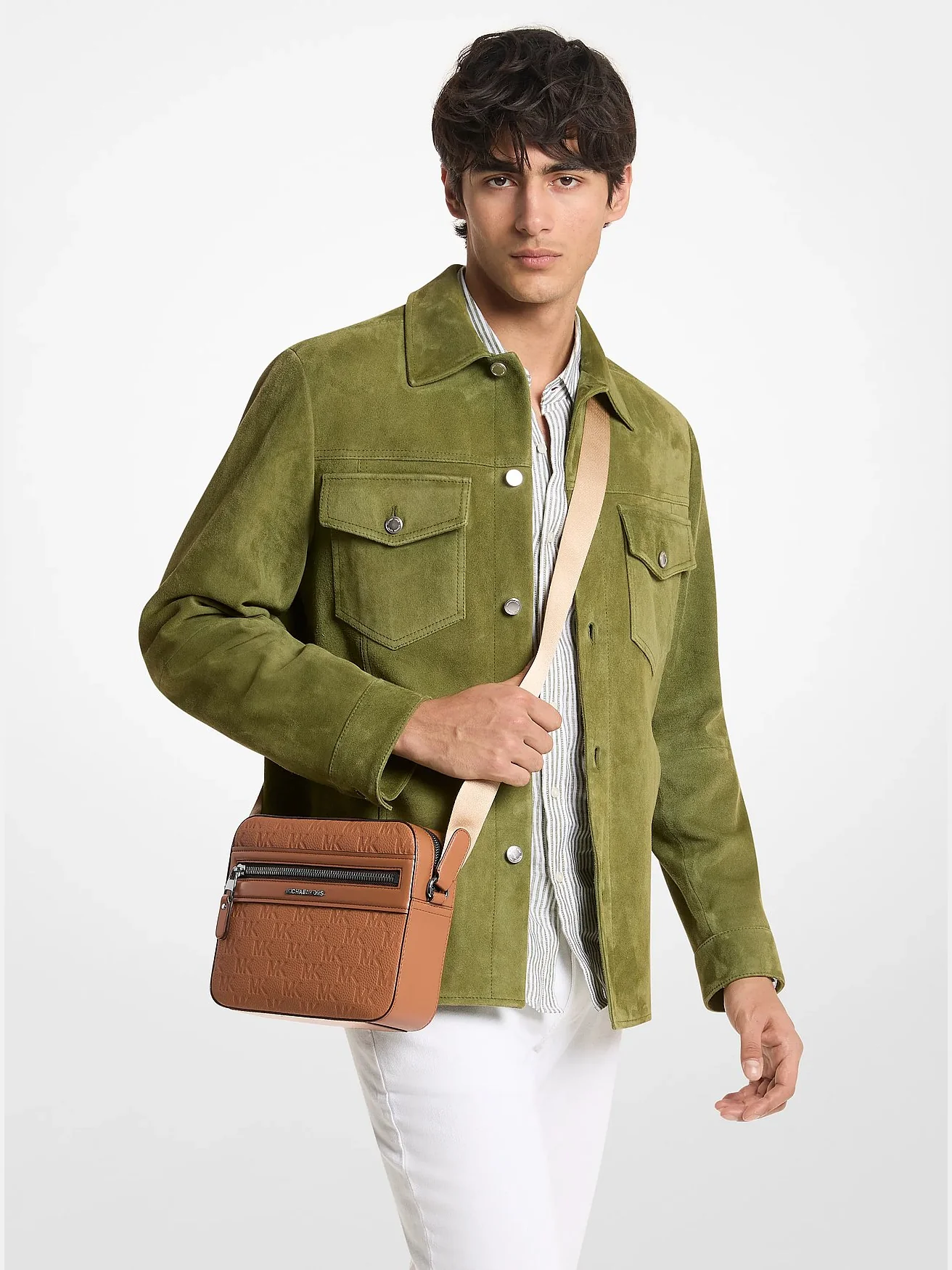 Кожаная сумка-кросс-боди Michael Kors Jet Set с тиснёным логотипом — 4