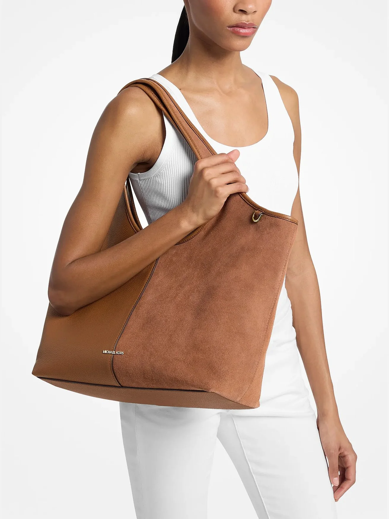 Кожаная сумка-тоут Michael Kors Henly с замшей — 3