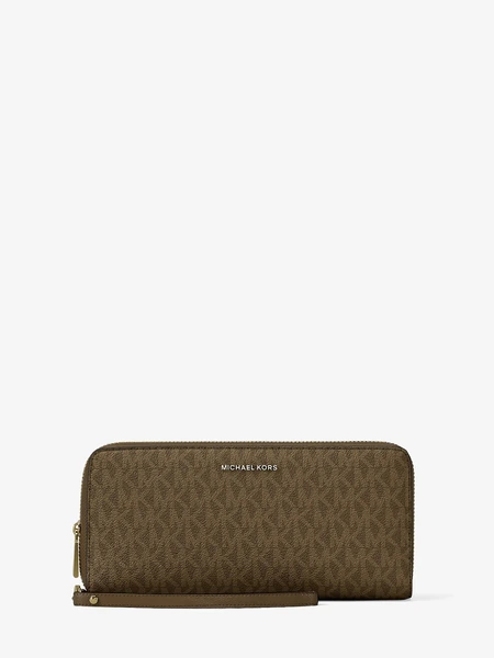 Кошелек на молнии Large Logo с монограммным принтом и кожаными вставками