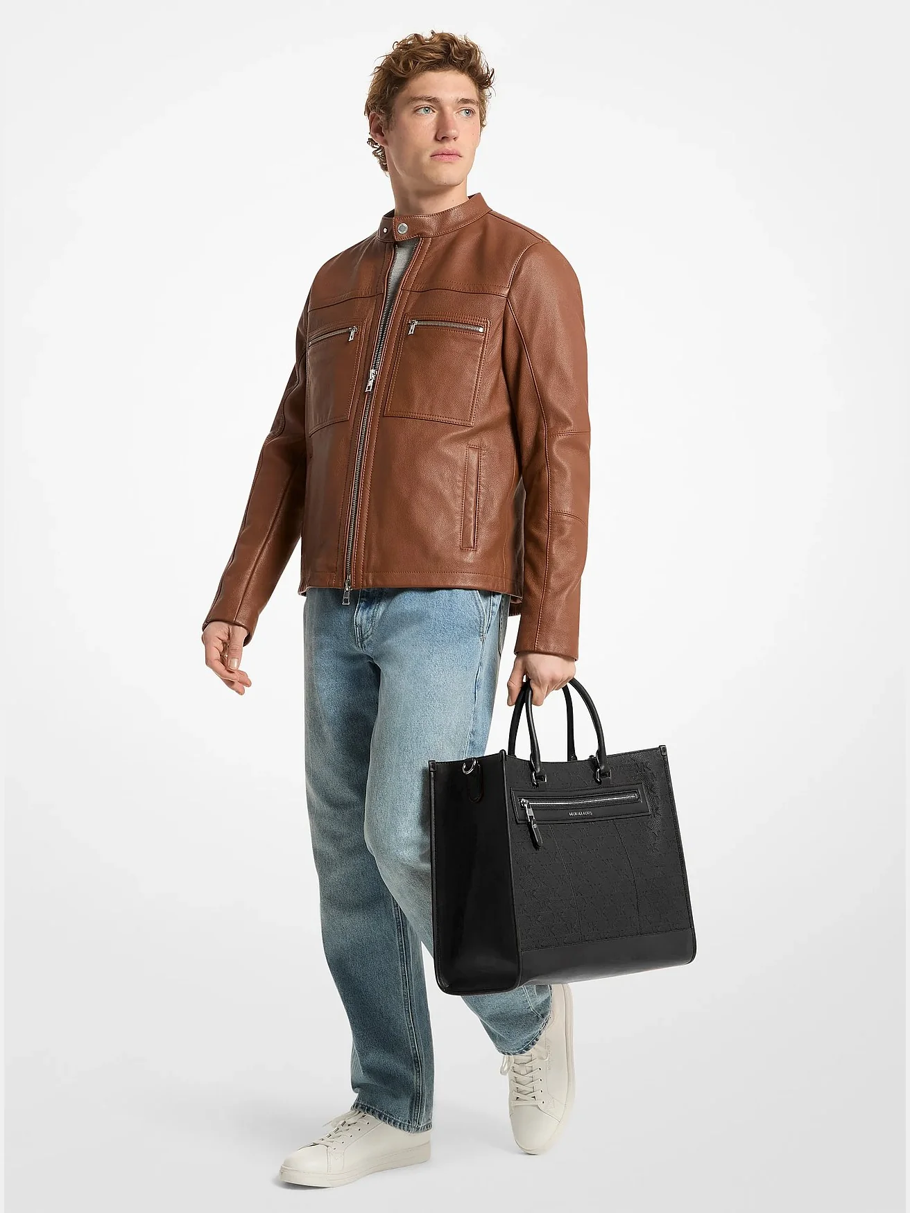 Кожаная сумка-тоут Michael Kors Jet Set с тисненым логотипом — 3