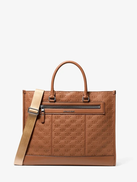 Кожаная сумка-тоут Michael Kors Jet Set с тисненым логотипом