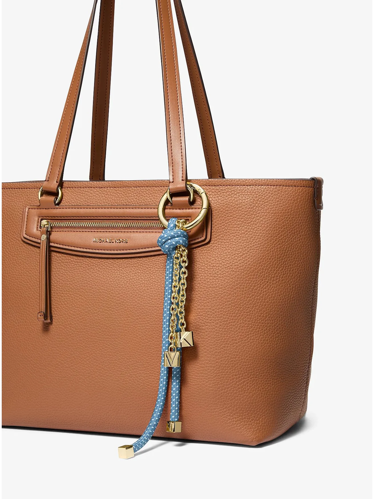 Брелок для сумки Michael Kors с плетеным шнуром и золотистой фурнитурой — 4