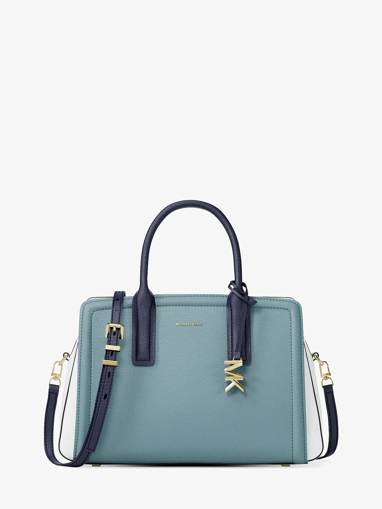 Кожаная сумка-сэтчел Michael Kors Laila в цветовой блокировке — изображение 1 из 5, голубой шамбре мульти
