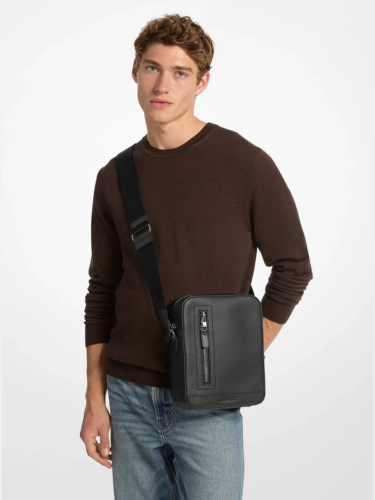 Кожаная мужская сумка через плечо Michael Kors Hudson — 3