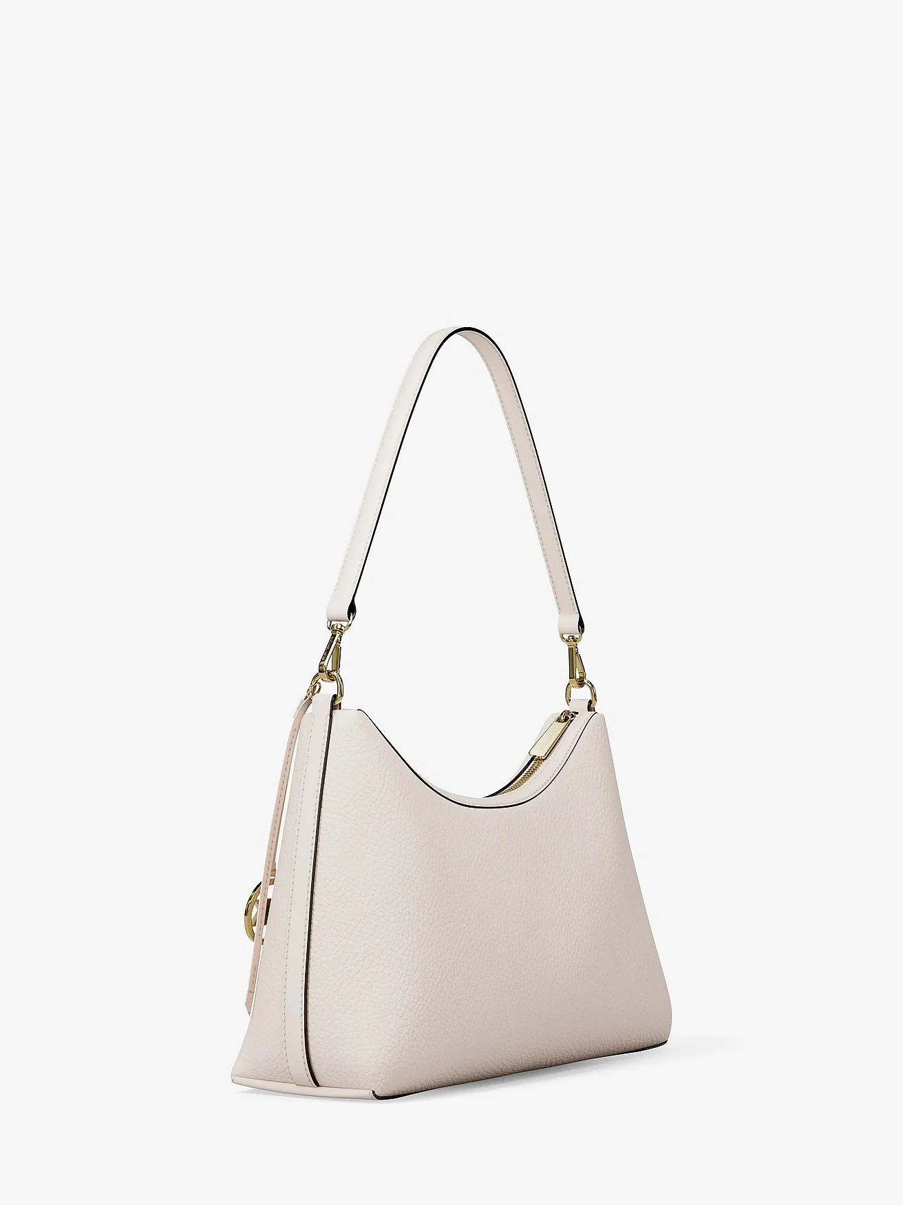 Бежевая кожаная сумка Michael Kors Sammy, вид сбоку в три четверти.