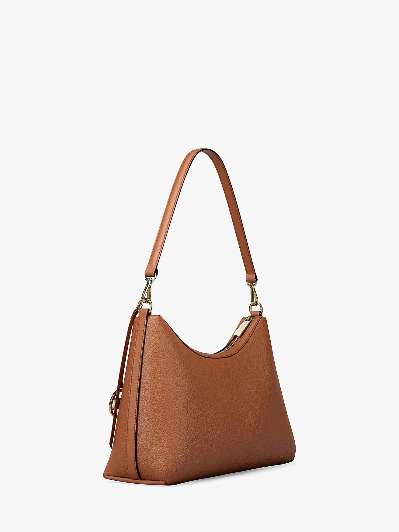 Коричневая кожаная сумка Michael Kors Sammy, трёхчетвертной вид сбоку.