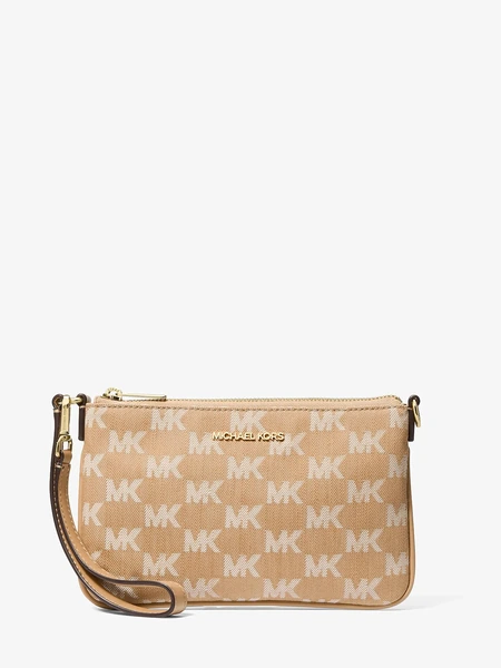 Michael Kors Jet Set Travel — малый клатч из жаккарда с логотипом