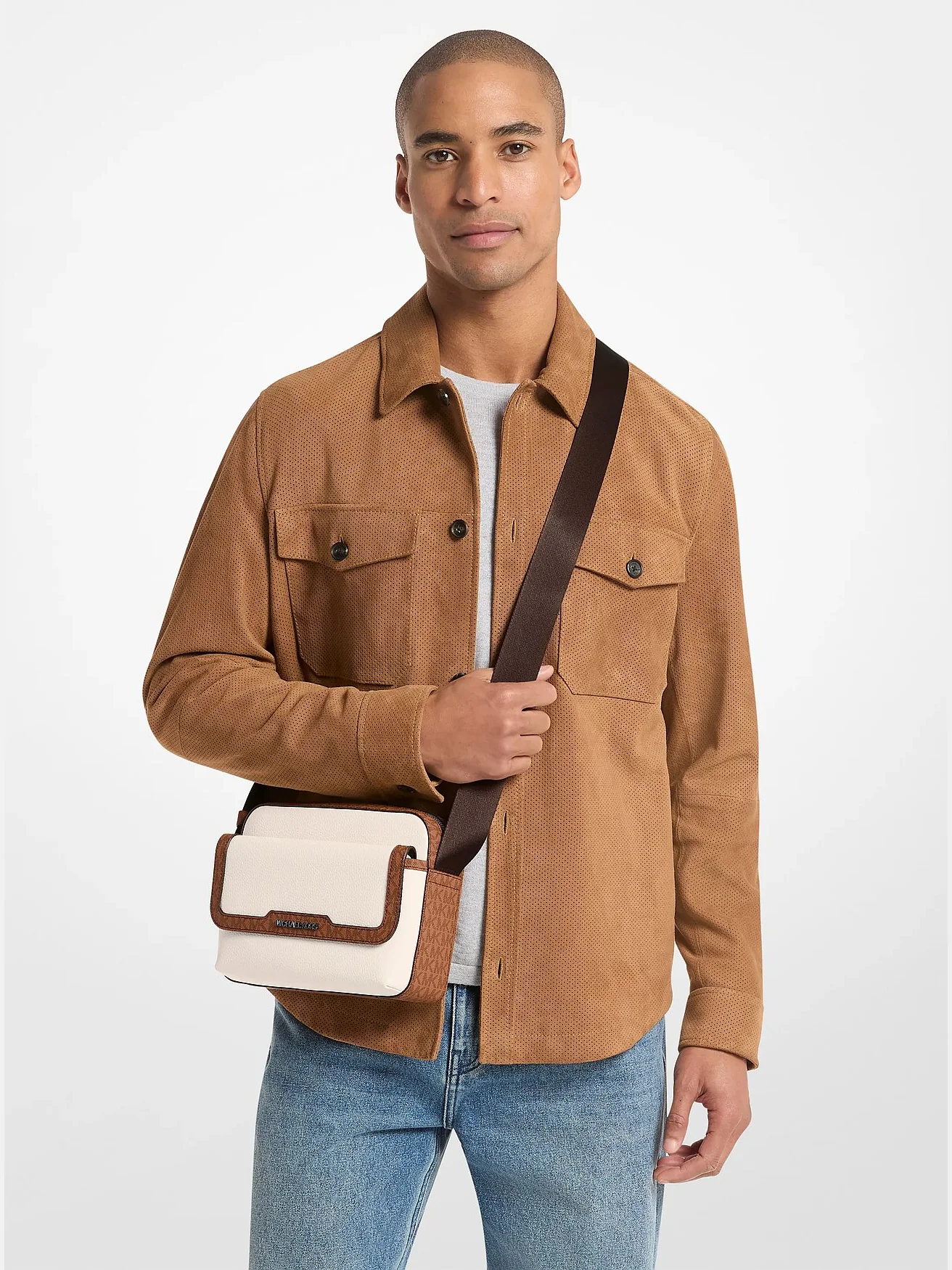 Сумка-кроссбоди Cooper Camera Bag из зернёной кожи с логотипом Signature — 4