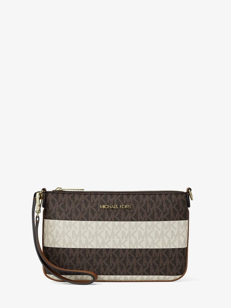 Кошелёк-браслет Michael Kors Jet Set Travel в полоску, бежево-коричневый